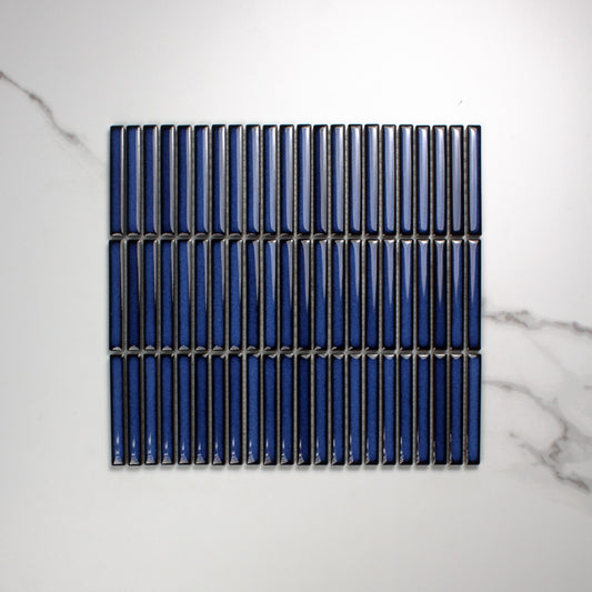 Shadow Blue Gloss Porcelain Glazed KitKat 12x92mm top view
