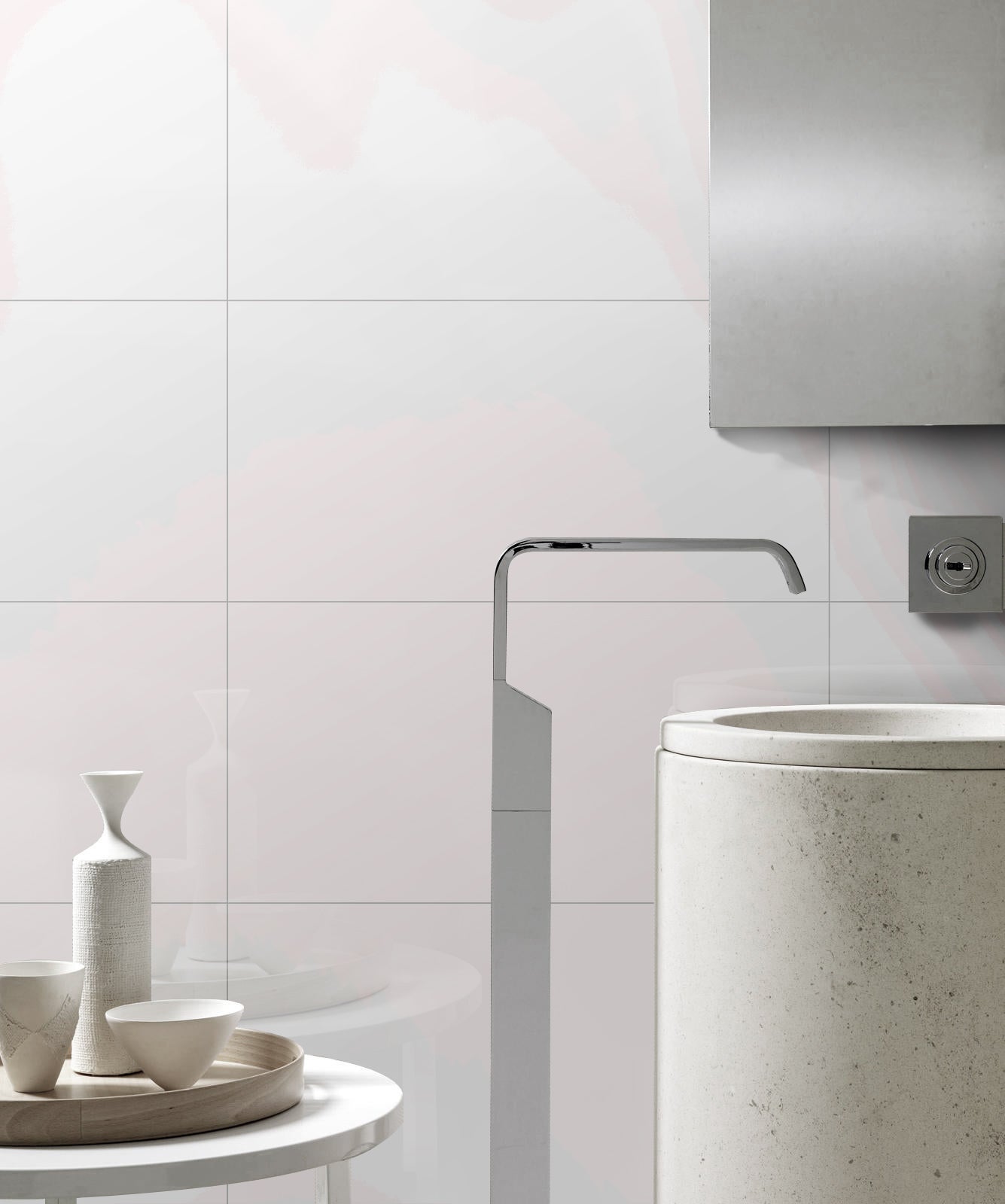 Simplicity White Wave Gloss 300x600mm lifestyle