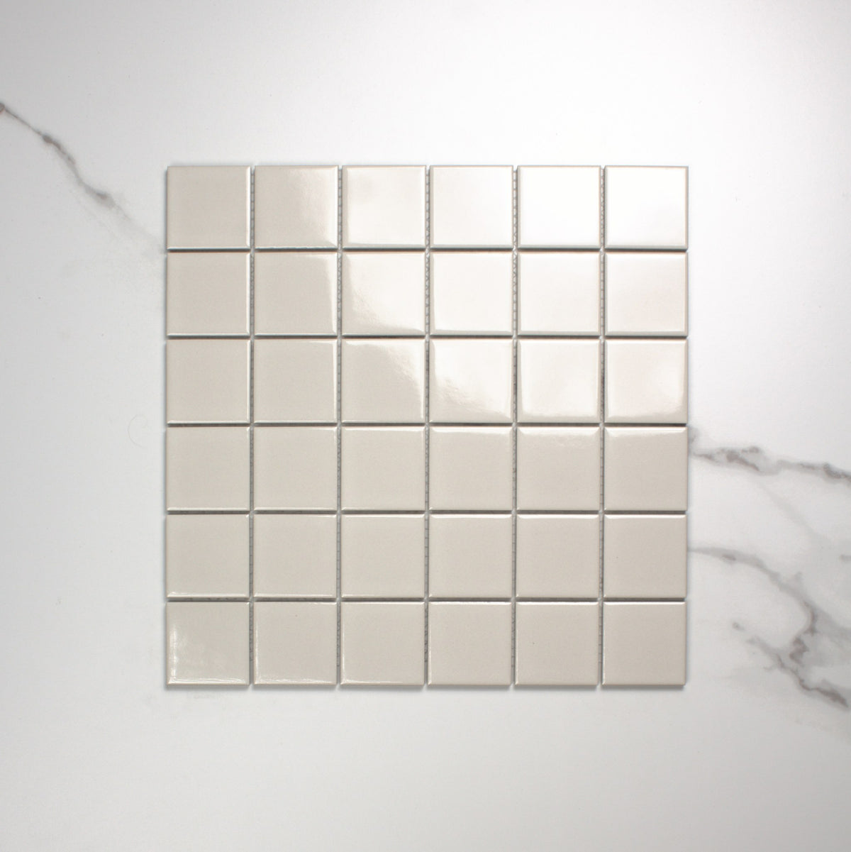 Smoke Grey Gloss Porcelain Glazed Square 48x48mm top view