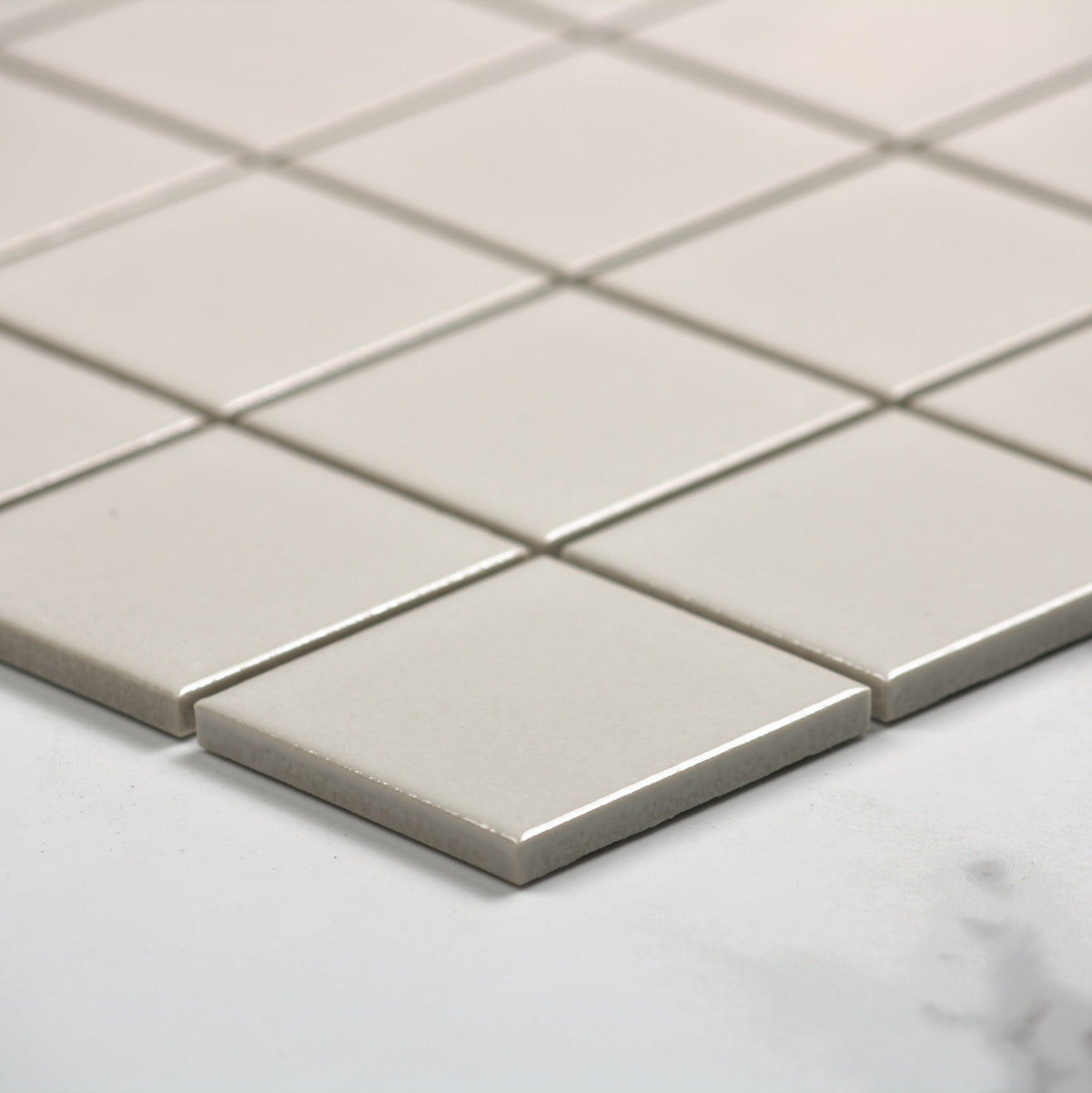 Smoke Grey Gloss Porcelain Glazed Square 48x48mm angle view