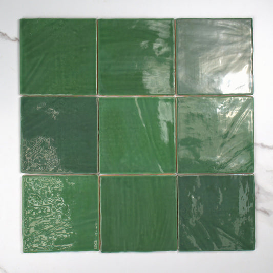 Tabarca Verde Gloss 150x150mm top view