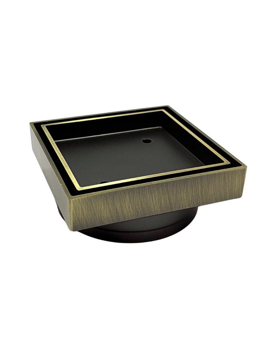 Tile Insert Floor Waste Antique Brass 50mm Outlet 115x115mm