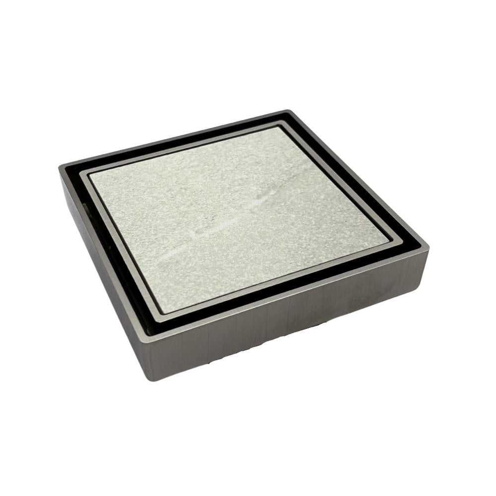Tile Insert Floor Waste Satin Nickel 50mm Outlet 115x115mm