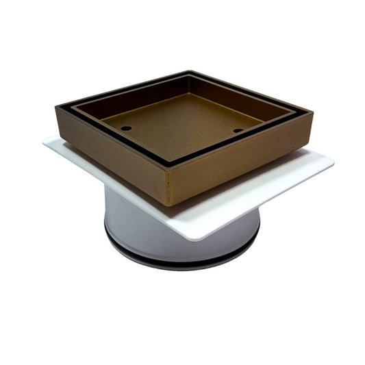 Tile Insert Floor Waste with Puddle Flange Copper 50mm Outlet 115x115mm