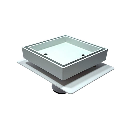 Tile Insert Floor Waste with Puddle Flange White 50mm Outlet 115x115mm