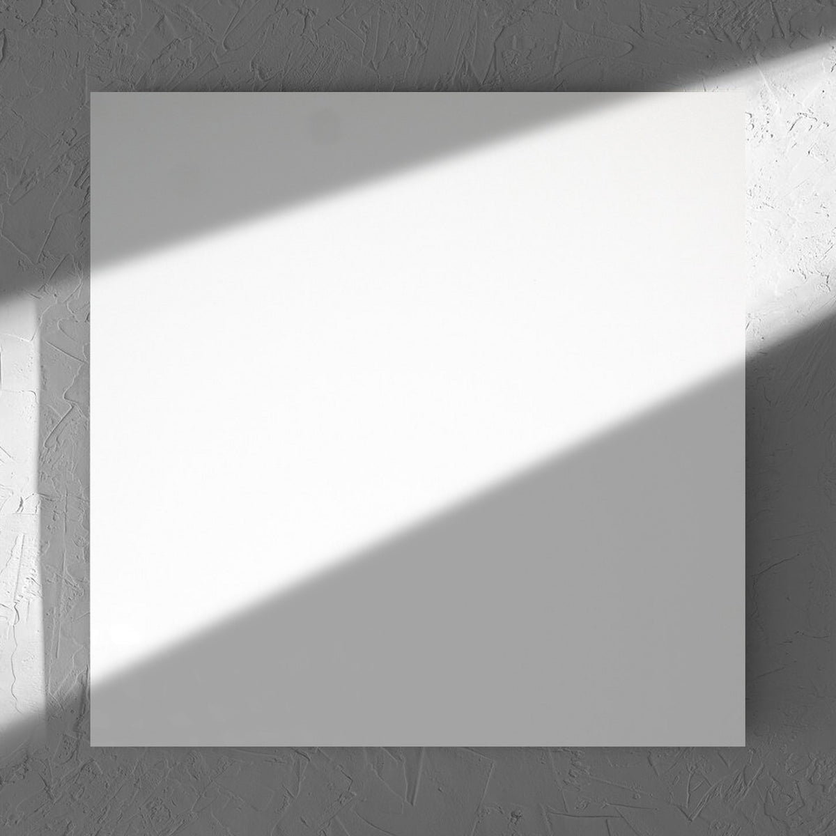 Unicolour White Polished 600x600mm tile in soft natural window light, showing the white polished surface