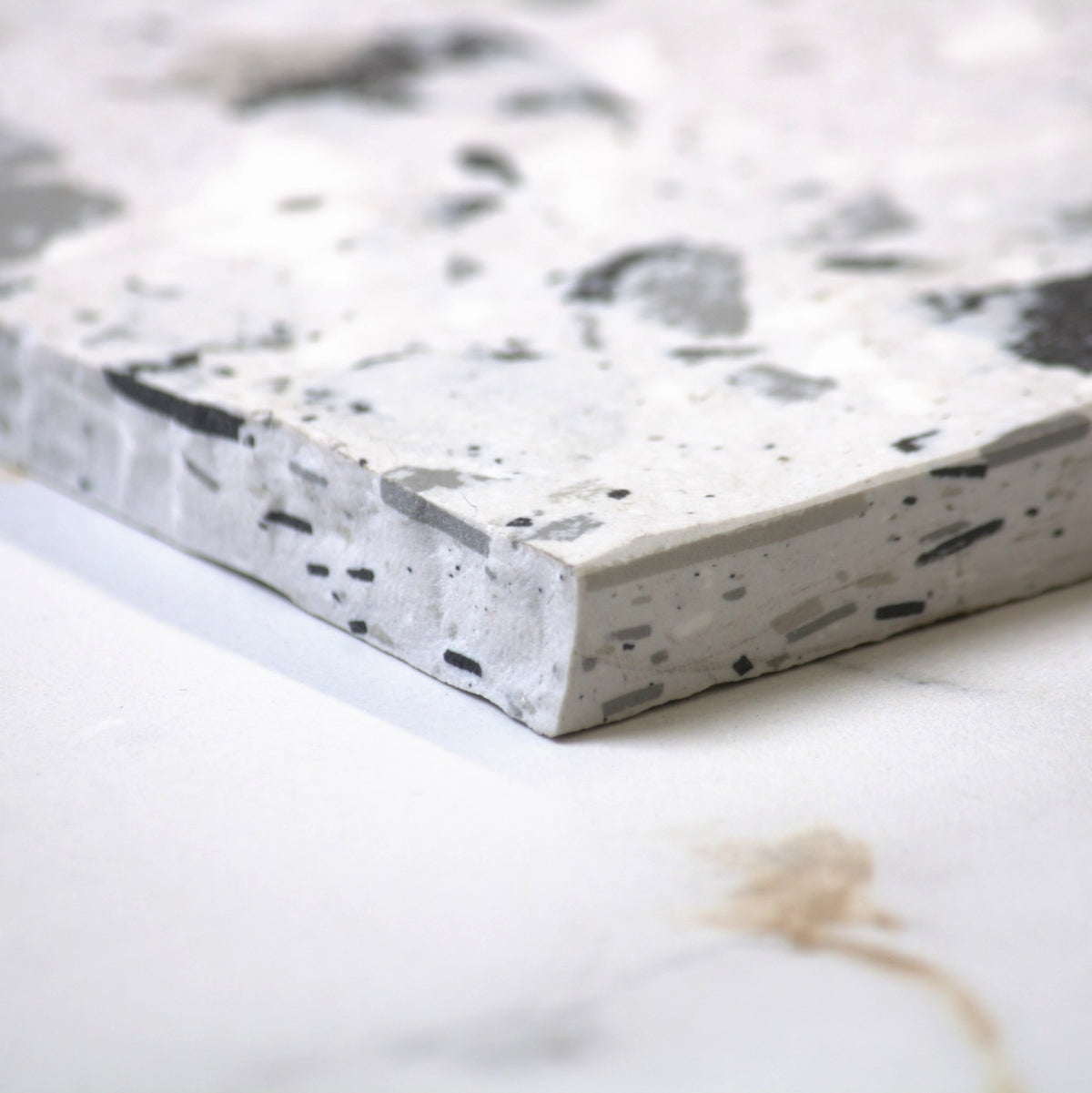 venice silver 600x600mm matt terrazzo external tile angle view