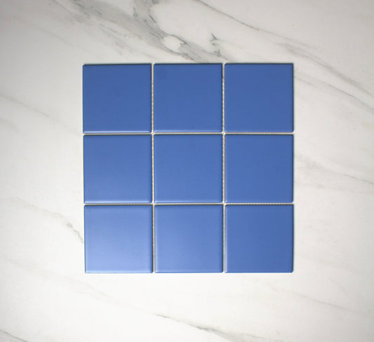 vitra azure blue matt mosaic 100x100mm top view