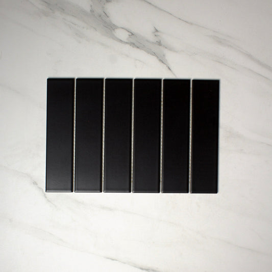 vitra black matt mosaic 50x200mm top view