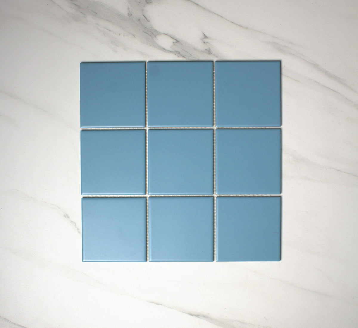 vitra blue matt mosaic 100x100mm top view