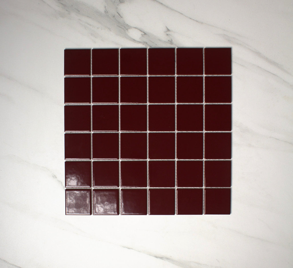 vitra burgundy gloss mosaic 50x50mm top view