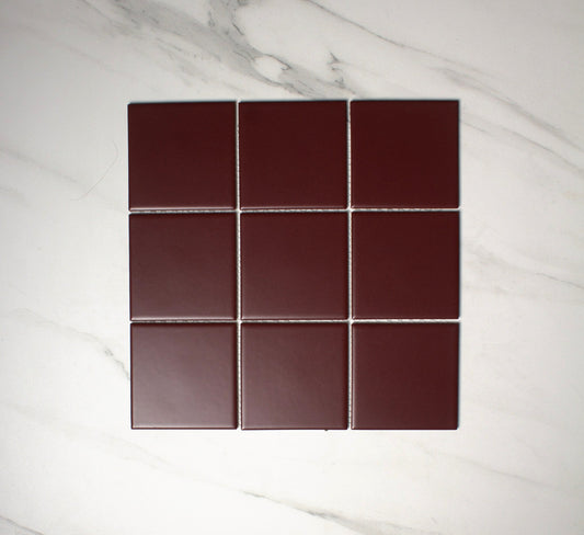vitra burgundy matt mosaic 100x100mm top view