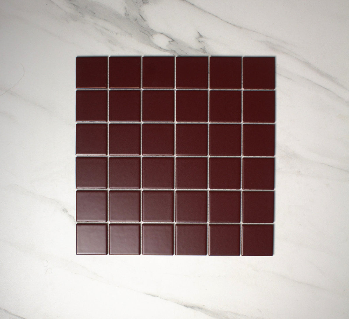 vitra burgundy matt mosaic 50x50mm top view