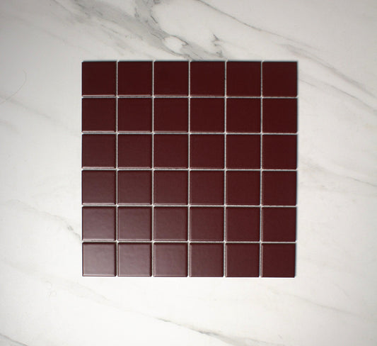 vitra burgundy matt mosaic 50x50mm top view