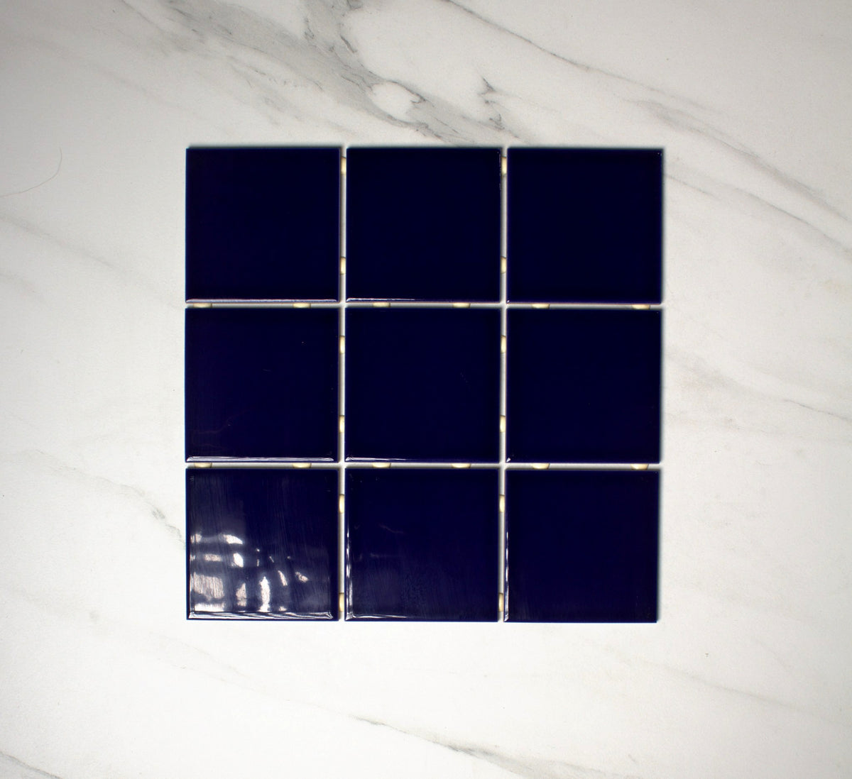 vitra cobalt blue gloss mosaic 100x100mm top view