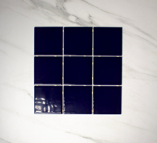 vitra cobalt blue gloss mosaic 100x100mm top view