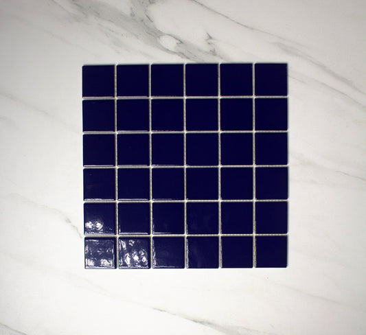 vitra cobalt blue gloss mosaic 50x50mm top view