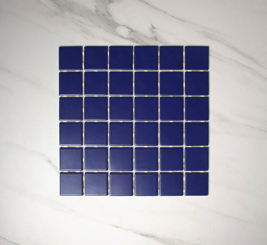 vitra cobalt blue matt mosaic 50x50mm top view