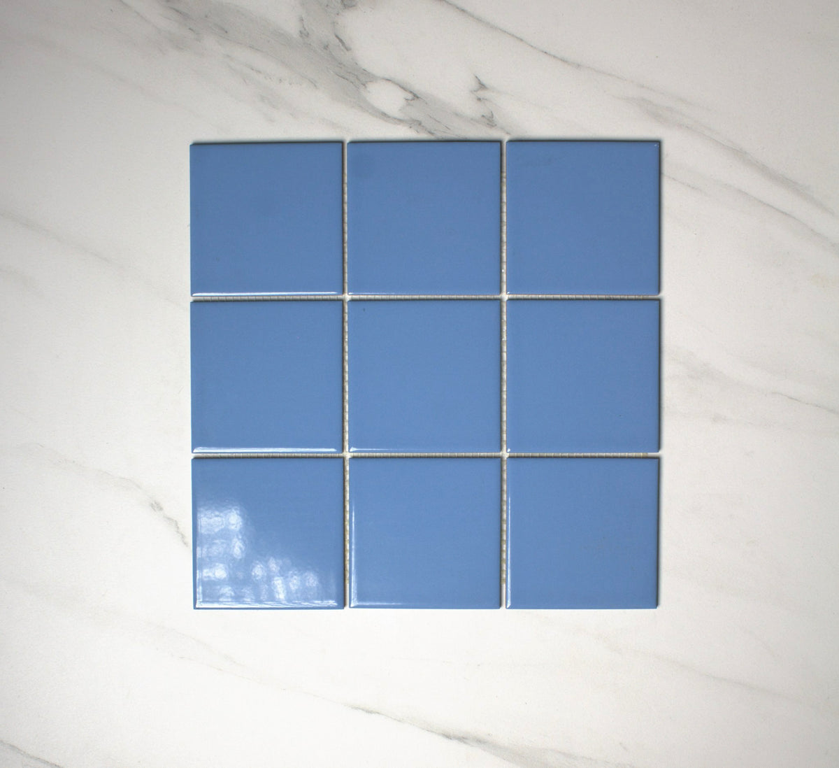vitra cool blue gloss mosaic 100x100mm top view