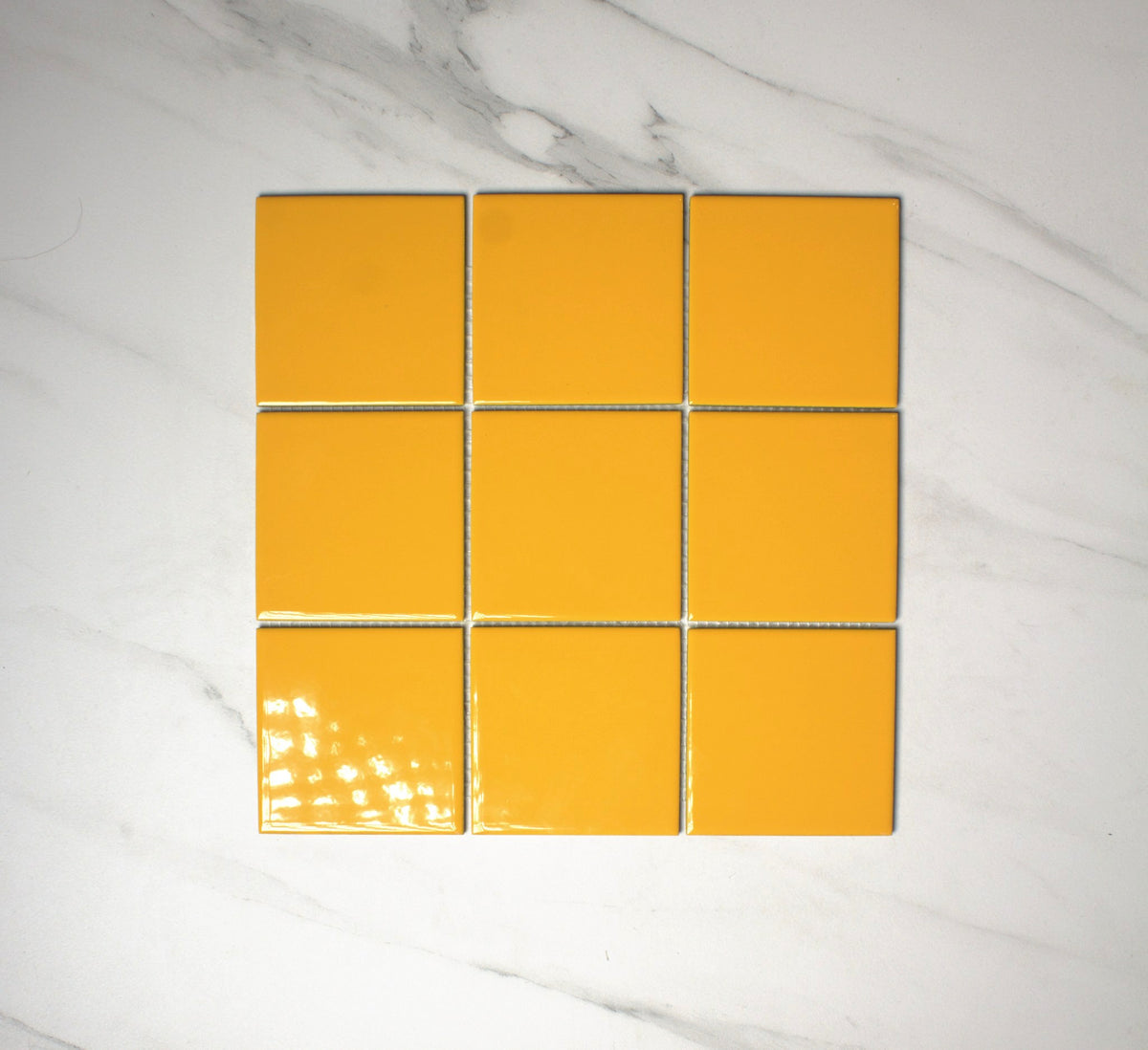 vitra dark yellow gloss mosaic 100x100mm top view