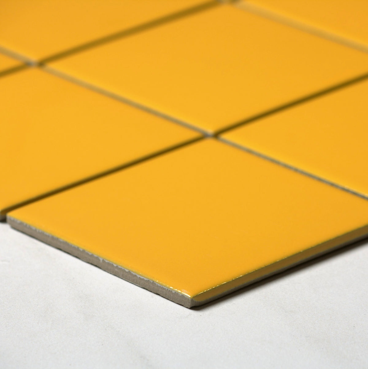vitra dark yellow gloss mosaic 100x100mm angle view