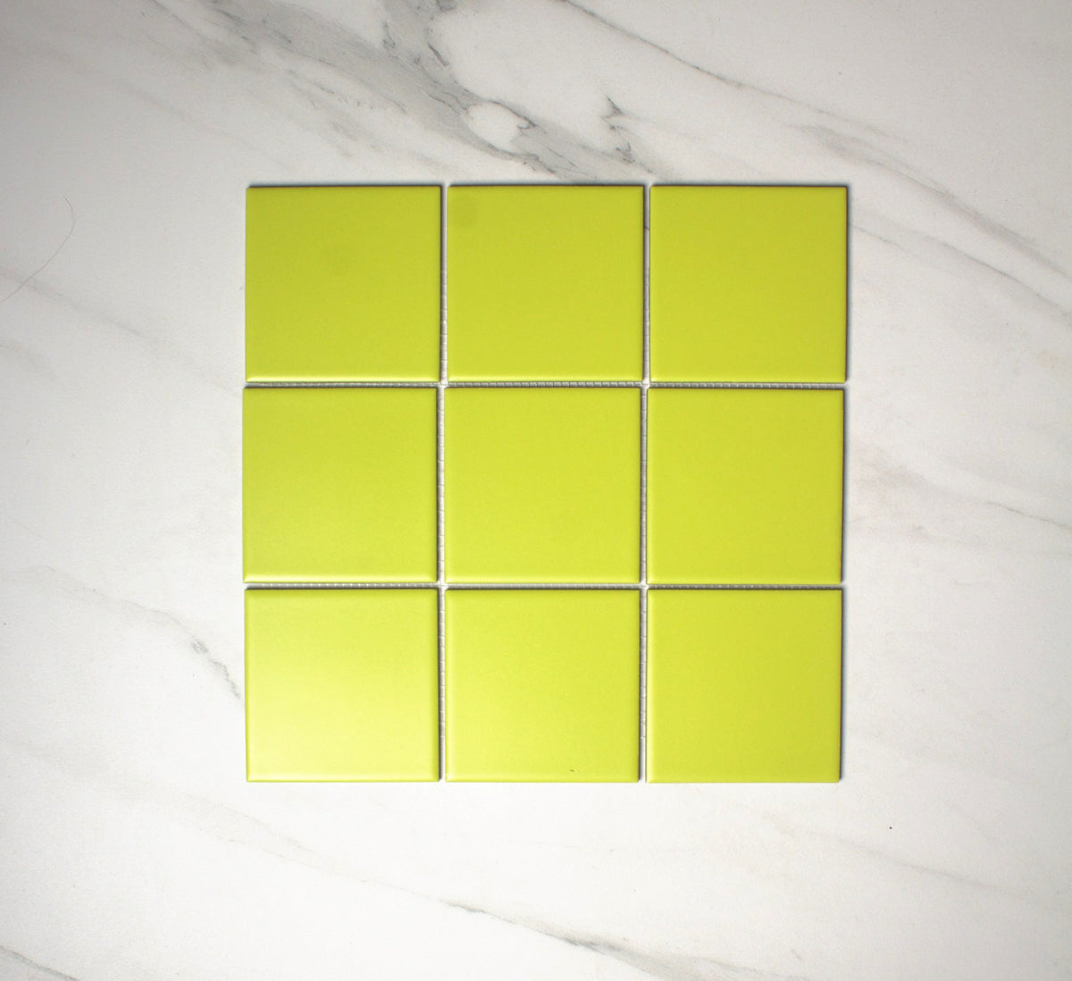 vitra fluro lime matt mosaic 100x100mm top view