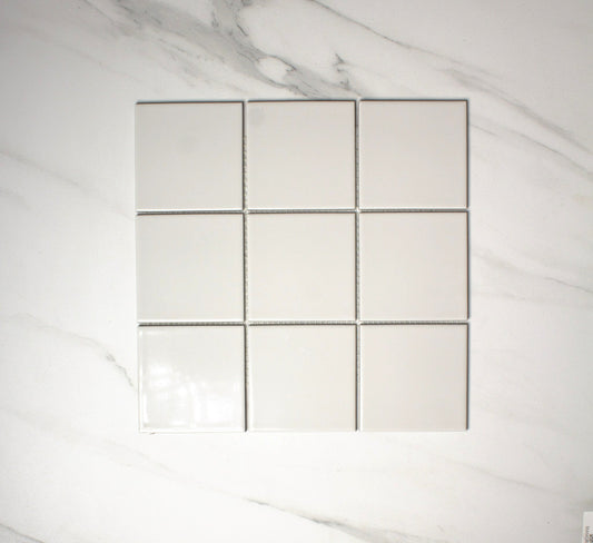 vitra light grey gloss mosaic 100x100mm top view