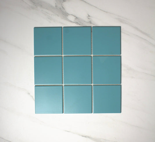 vitra light turquoise matt mosaic 100x100mm top view