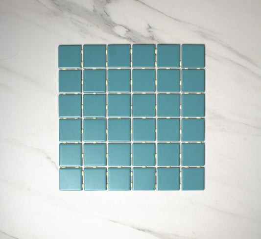 vitra light turquoise matt mosaic 50x50mm top view