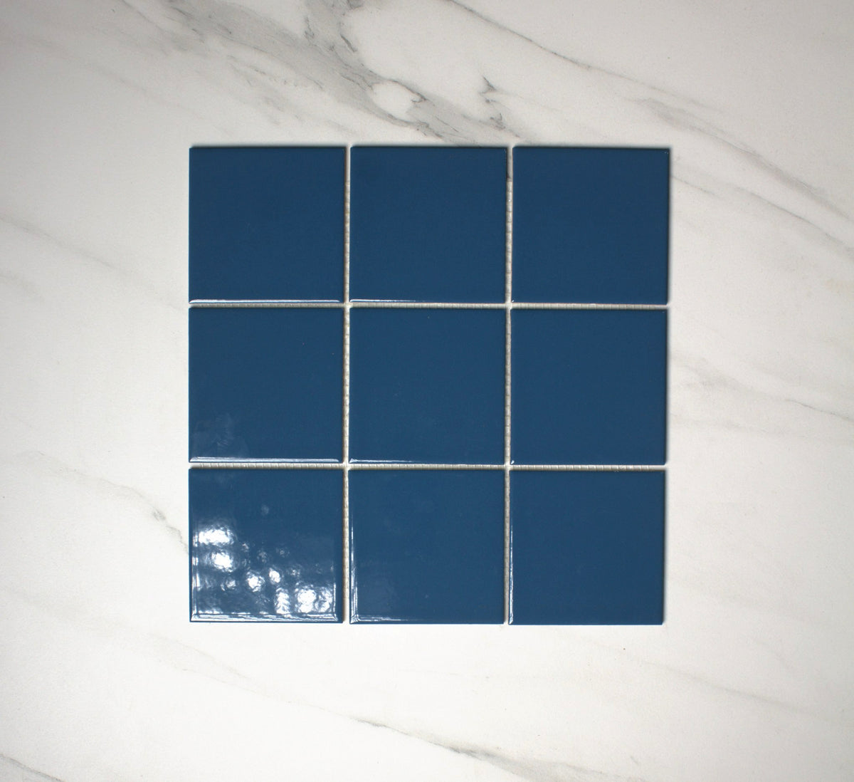 vitra ocean blue gloss mosaic 100x100mm top view