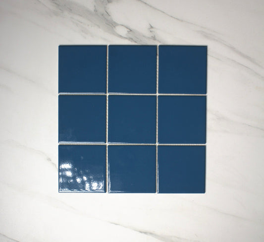 vitra ocean blue gloss mosaic 100x100mm top view