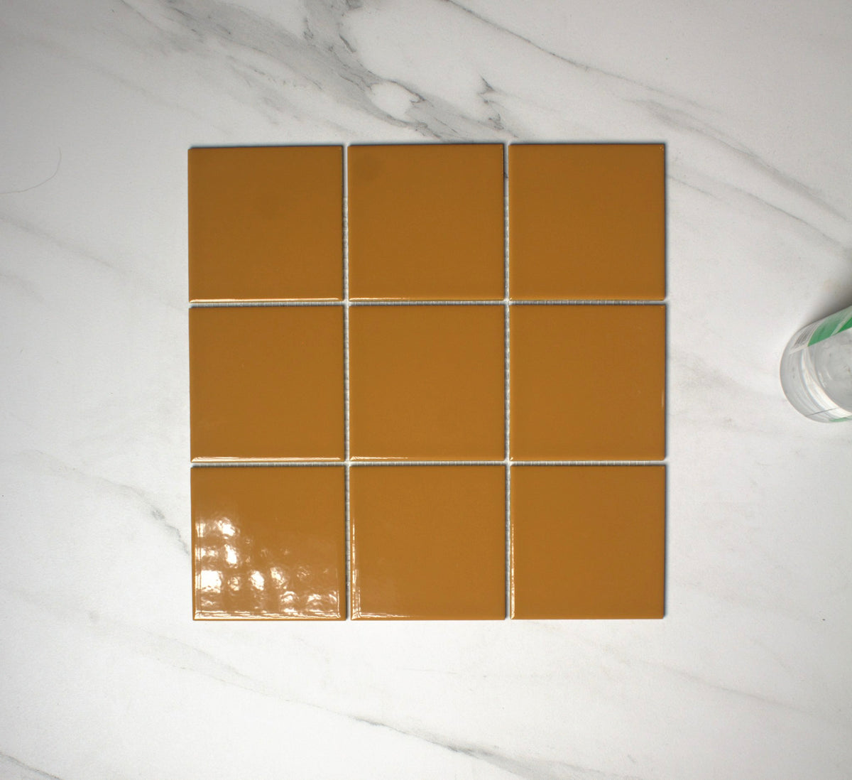 vitra ochre yellow gloss mosaic 100x100mm top view