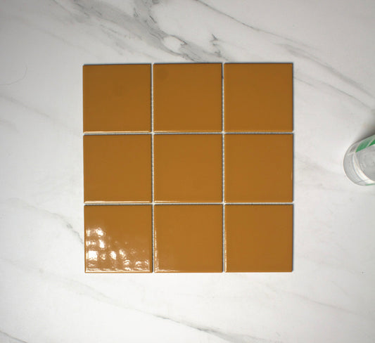 vitra ochre yellow gloss mosaic 100x100mm top view