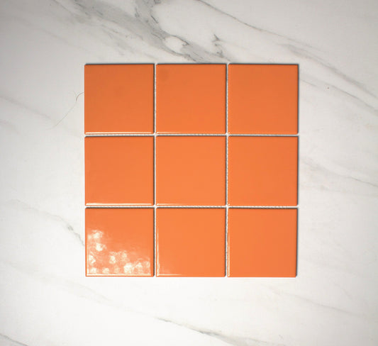 vitra orange gloss mosaic 100x100mm top view