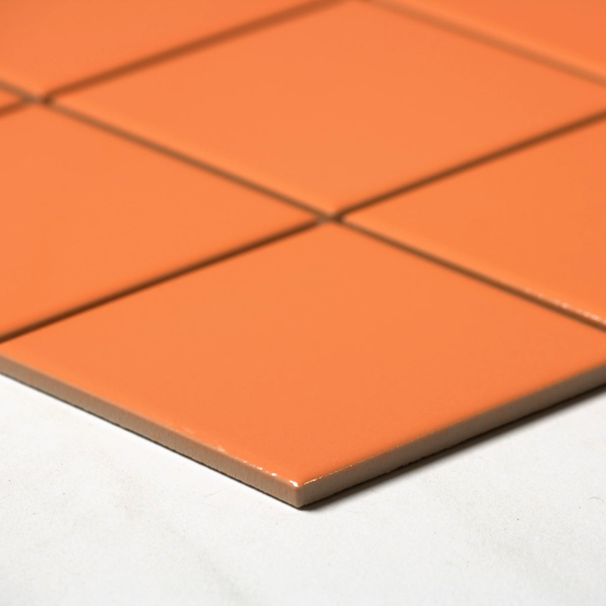 vitra orange gloss mosaic 100x100mm angle view