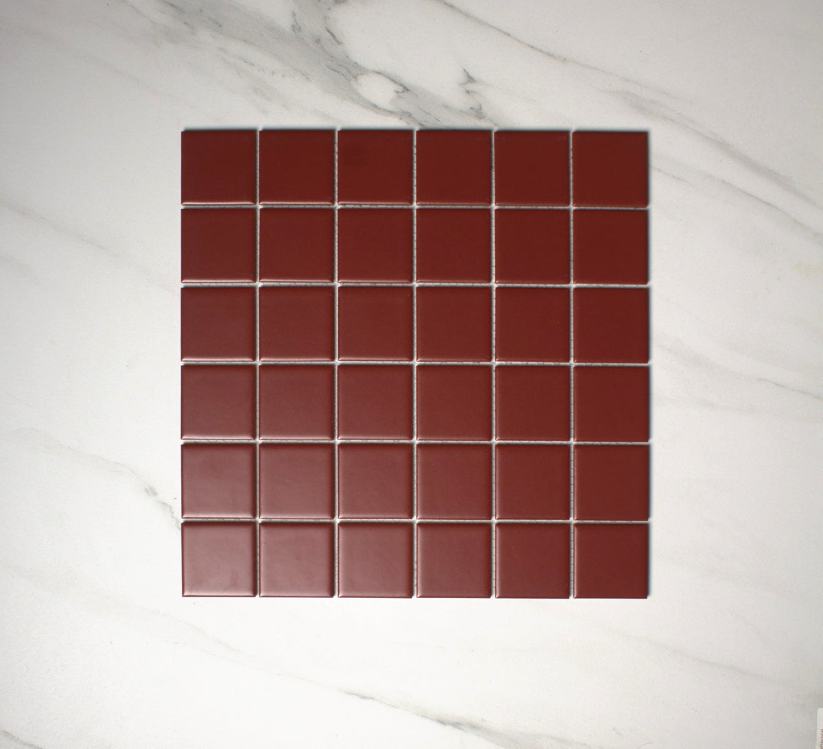 vitra oxide red matt mosaic 50x50mm top view