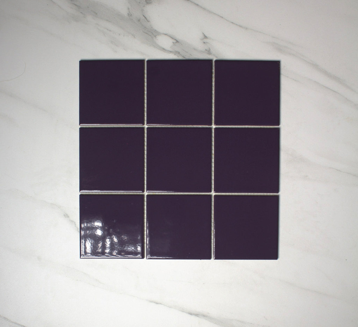 vitra plum gloss mosaic 100x100mm top view