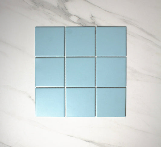 vitra pool blue matt mosaic 100x100mm top view