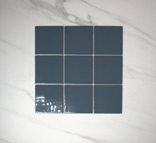 vitra prussian blue gloss mosaic 100x100mm top view