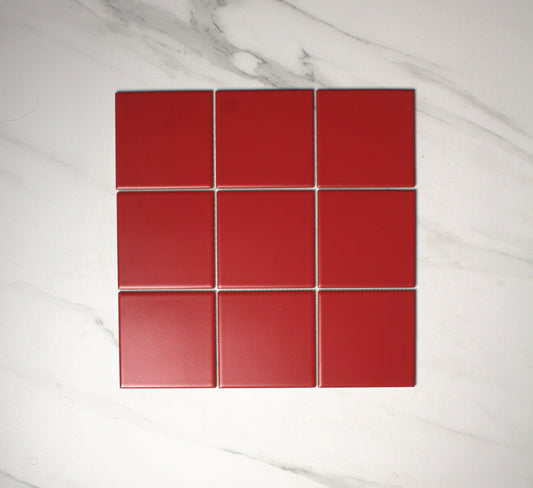 vitra red matt mosaic 100x100mm top view