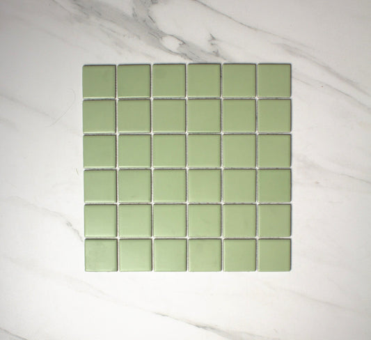 vitra soap green matt mosaic 50x50mm top view