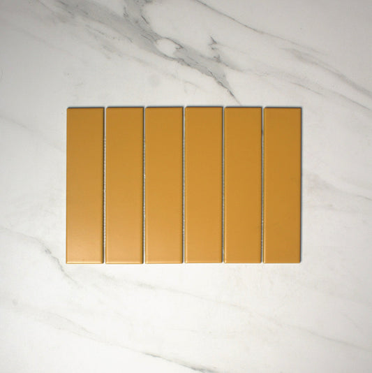 vitra turmeric yellow matt mosaic 50x200mm top view