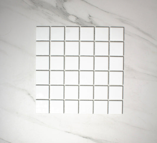 vitra white gloss mosaic 50x50mm top view
