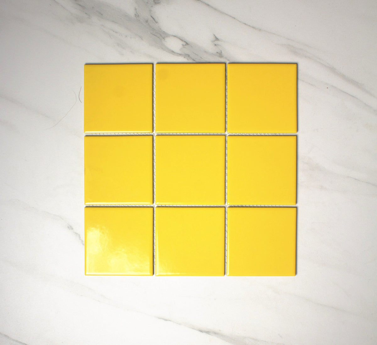 vitra yellow gloss mosaic 100x100mm top view