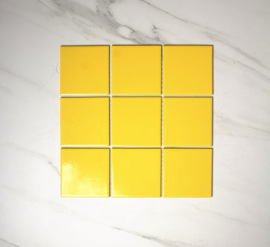 vitra yellow gloss mosaic 100x100mm top view