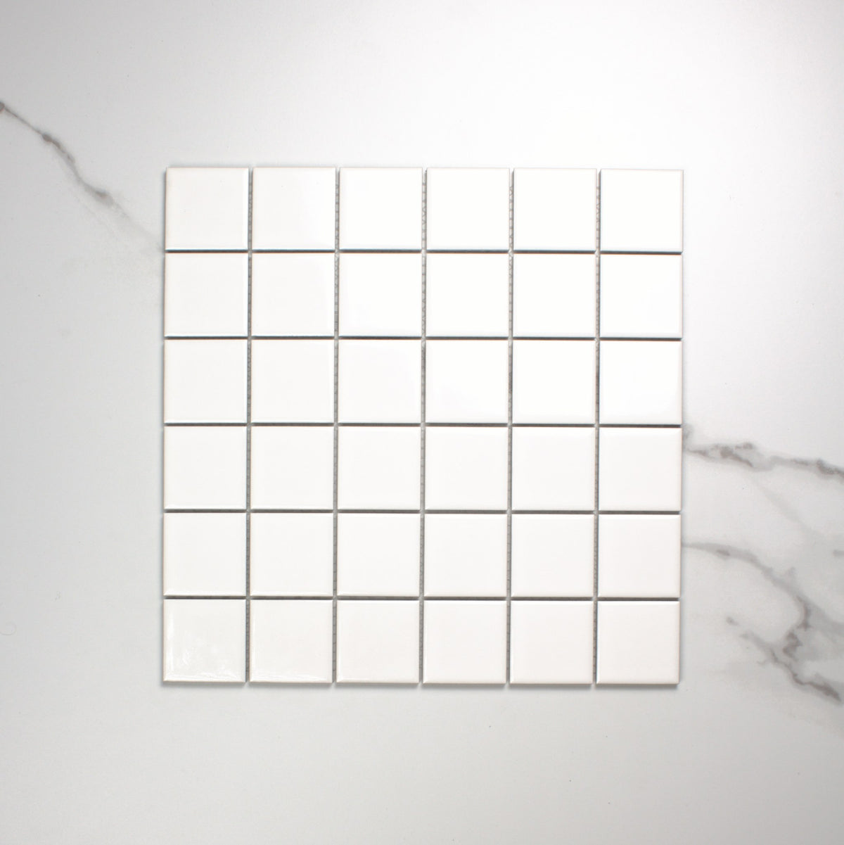 White Gloss Porcelain Glazed Square 48x48mm top view