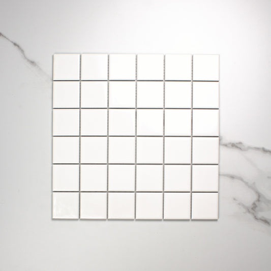 White Gloss Porcelain Glazed Square 48x48mm top view