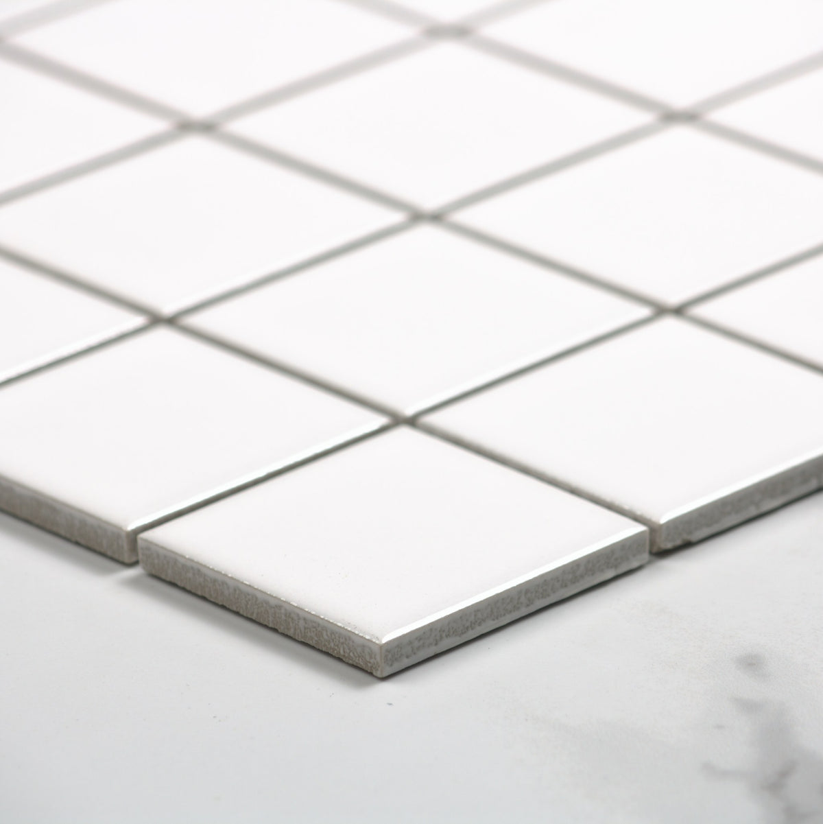 White Gloss Porcelain Glazed Square 48x48mm angle view