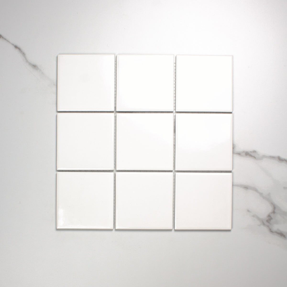 White Gloss Porcelain Glazed Square 97x97mm top view