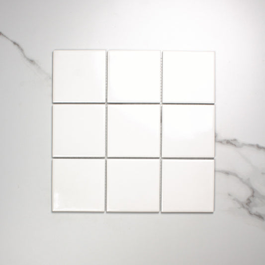 White Gloss Porcelain Glazed Square 97x97mm top view